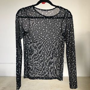 Zara shear long sleeved black star top